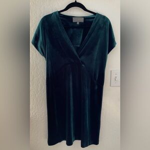 Anthropologie Forest Green Velvet Dress